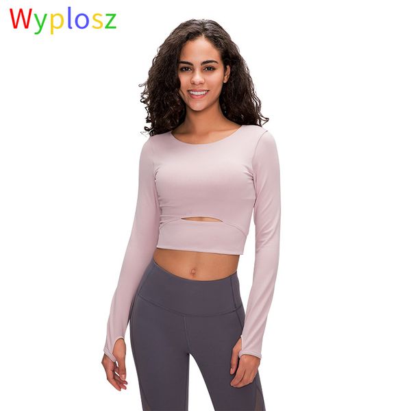 

yoga outfits wyplosz long sleeve crop gym sport sports bra for women workout shirts women's t-shirt vest fitness, White;red