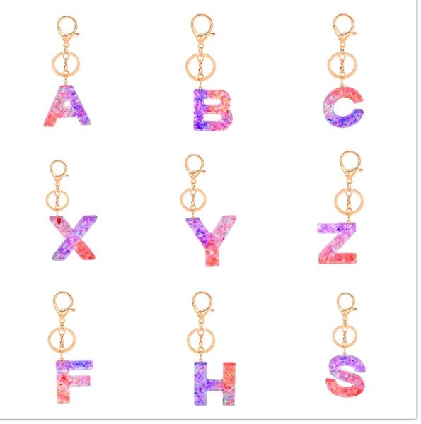 

glitter pendant key chain acrylic keychain a to z keyrings luxury key ring charm bag sequined 26 letters key holder accessories e92101, Blue