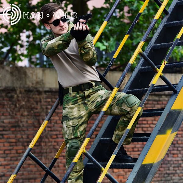 

outdoor combat uniform tactical hunting camo clothes army ghillie suits shirt+pants with detachable elbow pads