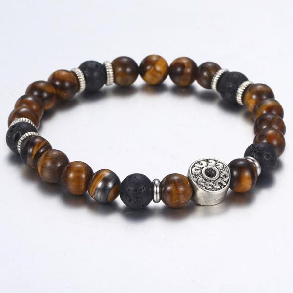 

tiger eye stone beads bracelet for men stainless steel charm bracelets male jewelry men's valentines gifts dropshipping db42, Black