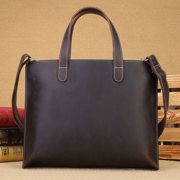 

vintage pure handmade natural crazy horse leather men briefcase