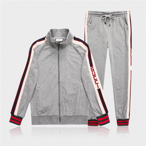 

2020 designer tracksuit set fashion running mens tracksuit letter slim clothing track kit designers sports long sleeve suit, Gray