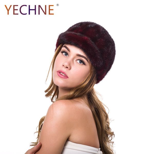 

yechne woman winter fashion natural real cap female solid warm hat, Blue;gray