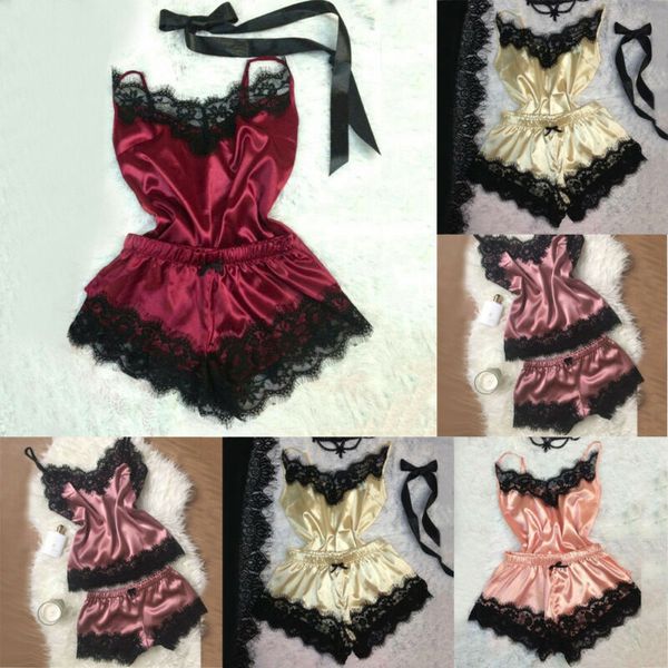 

шелковый сатин пижама набор женщин кимоно robe короткие халат белье пижамы summer sling silky 2020 мода, Black;white