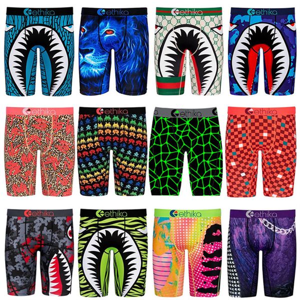 

fashion mens swimwear ethika shorts trendy shark leopard print short pants boxer men quick dry briefs shorts sports beach swimsuit clothes, Black