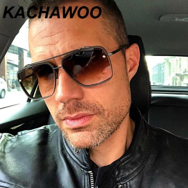 

kachawoo square sunglasses for men brown gold metal sun glasses women trending accessories dropshipping, White;black