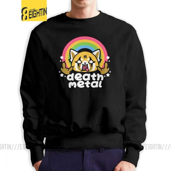 

men death metal aggretsuko aggressive retsuko hoodies popular sweatshirt 100% cotton autumn pullover for men