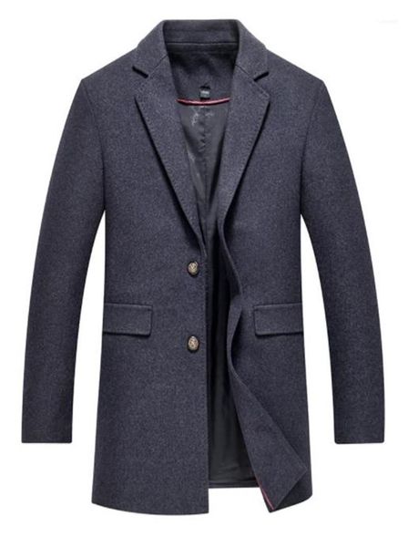 

men designer winter coats thick long sleeve lapel neck loose men blends coats casual single breasted male outerwear, Black