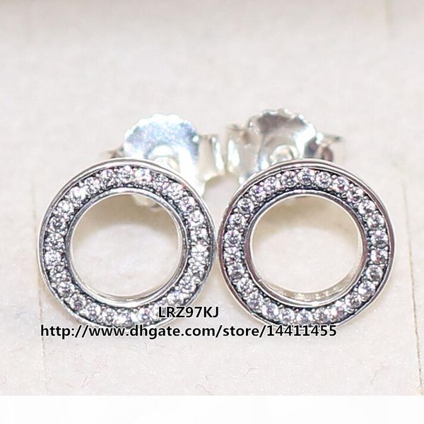

100% high-quality 925 sterling silver forever stud earrings with clear cz fits european jewelry earrings, Golden;silver