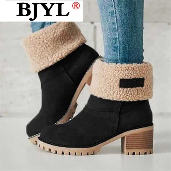 

2020 new women winter warm snow boots ladies warm wool booties ankle boot comfortable shoes casual women mid boots botas mujer, Black