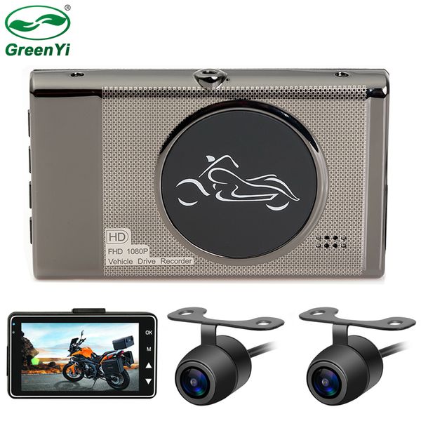 

motorcycle video dvr dash cam full hd 1080p+720p front rear view camera waterproof motorcycle camera black recorder box car dvr