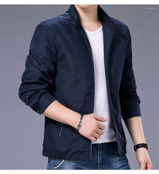 

solid color outerwears with zipper casual cardigan mens jackets fashion mens coats lapel neck long sleeve designer, Black;brown