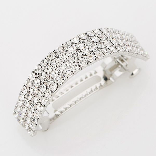 

high-quality hair crab clamp hair barrette clips for women girls accessories luxury full rhinestone, Golden;silver