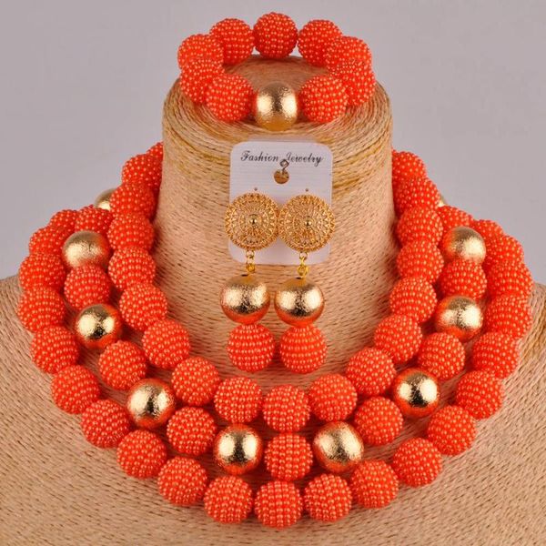 

orange african jewelry set simulated pearl costume necklace nigerian wedding bridal jewelry sets fzz77, Silver