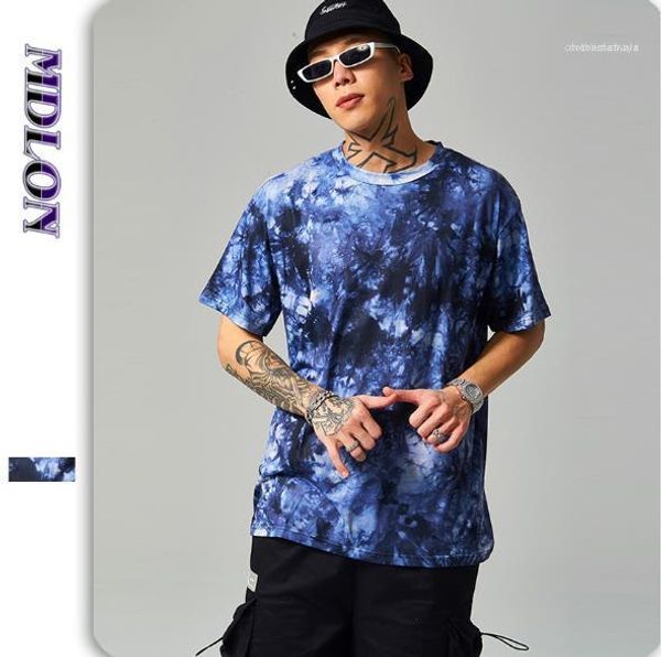 

short sleeved tshirts personalized street abstract mens tshirt loose summer tie dye designer male clothing round neck, White;black