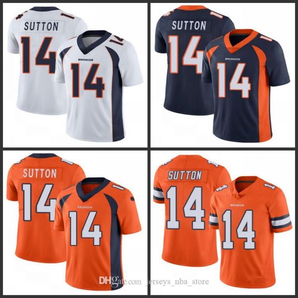 

denver broncos men #14 courtland sutton orange men's women youth stitched nfl limited rush jersey, Black;red