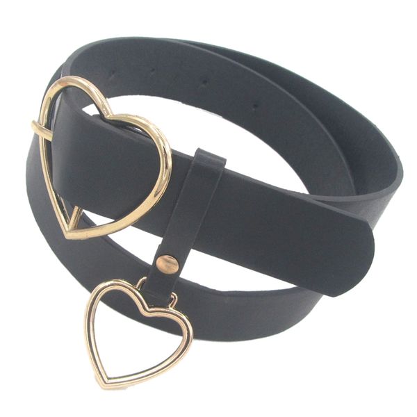 

fashionable heart-shaped alloy buckle accessories belt wild leather metal women's assembly belt (gold, Black;brown