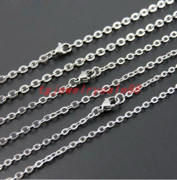 

1.5/2/2.4/3mm 10/20/50/100pcs wholesale sell women's stainless steel welding strong thin rolo o link necklace chain, Silver