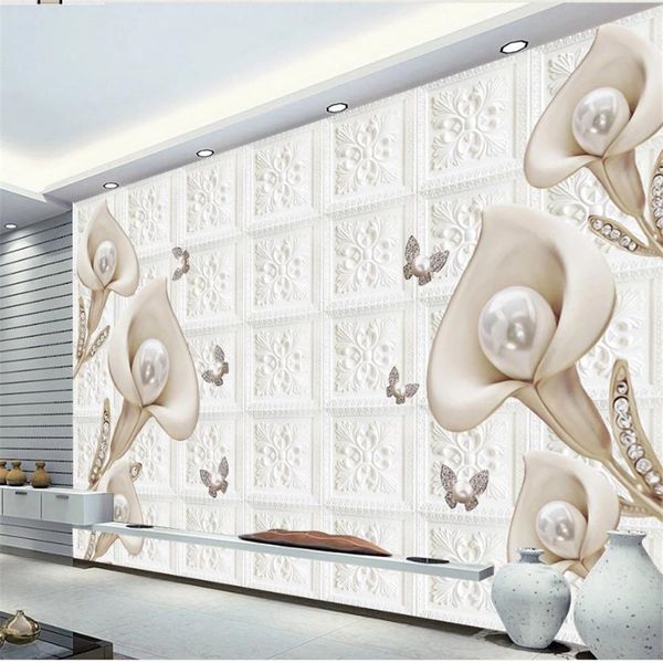 

new product embossed calla lily soft wrap background wall wallpaper for walls 3 d for living room