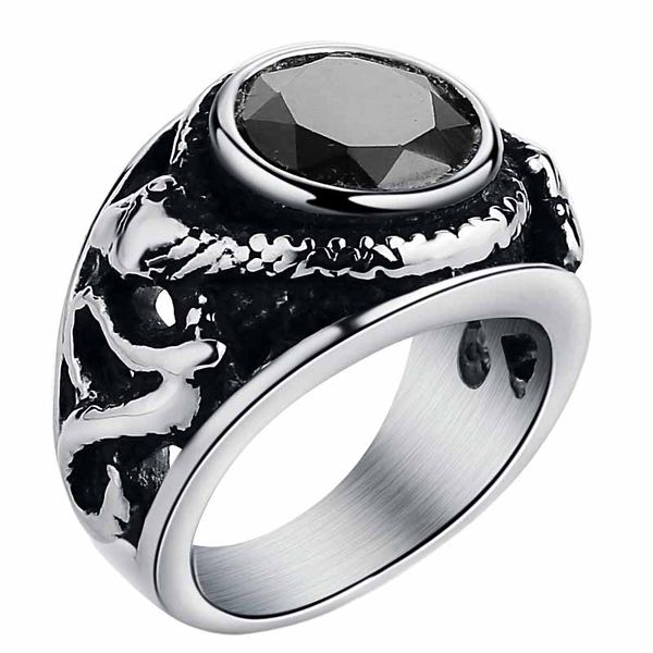 

valily mens golden double cross snake red cubic zirconia ring stainless steel vintage finger band gothic cz ring for men women, Golden;silver