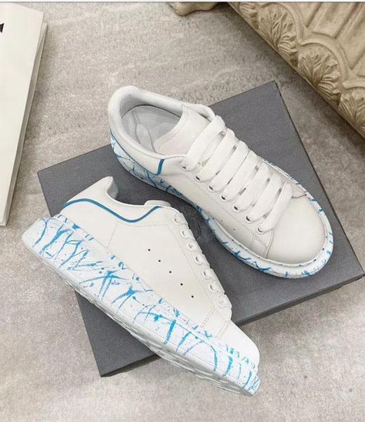 

european and american fashion designer high soled casual shoes graffiti thick soled women s casual shoelace box, Black