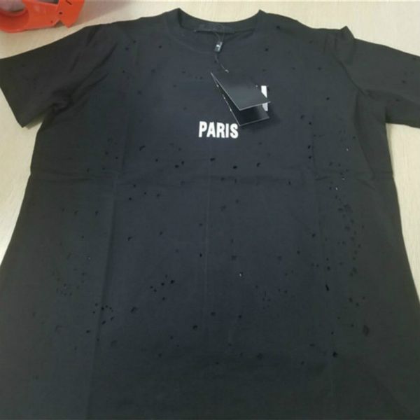 

2020 new mens t shirt fashion tees breathable loose shorts sleeves holo out letter print t shirts summer wholesale for sell, White;black