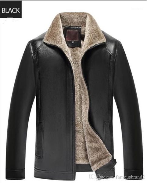 

long sleeve lapel neck fashion designer homme clothing zipper fashion casual apparel mens winter designer pu fleece jackets, Black
