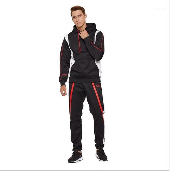 

pullover hooded fashion tracksuits letter print panelled casual male clothing sports designer mens two piece set, Gray