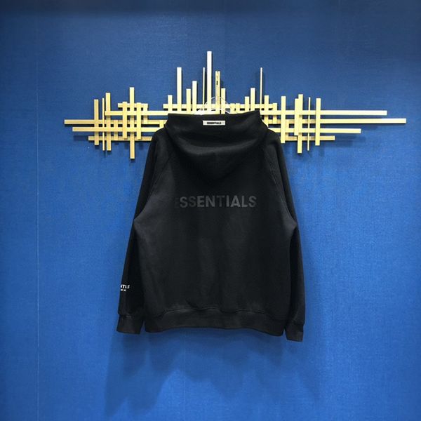 

2020 autumn winter oversize essentials zipper silicon hoodie skateboard loose hoodie men women fashion hooded sweatshirt, Black