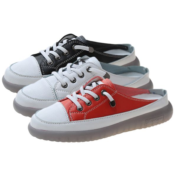 

women's slipper for home 2020 summer new casual lace up round head house shoes woman fashion indoor baotou flat slippers women, Black