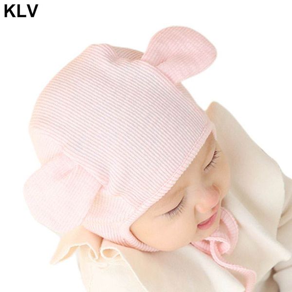 

newborn baby beanie earflap hat cute bear ears infant winter warmer cap 0-3m, Slivery;white