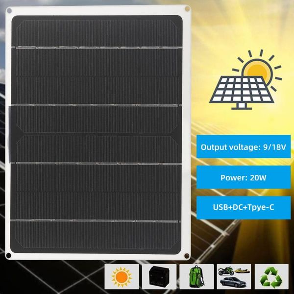 

ap014 high-efficiency solar rv outdoor charging board usb+dc+tpye-c actual 10w