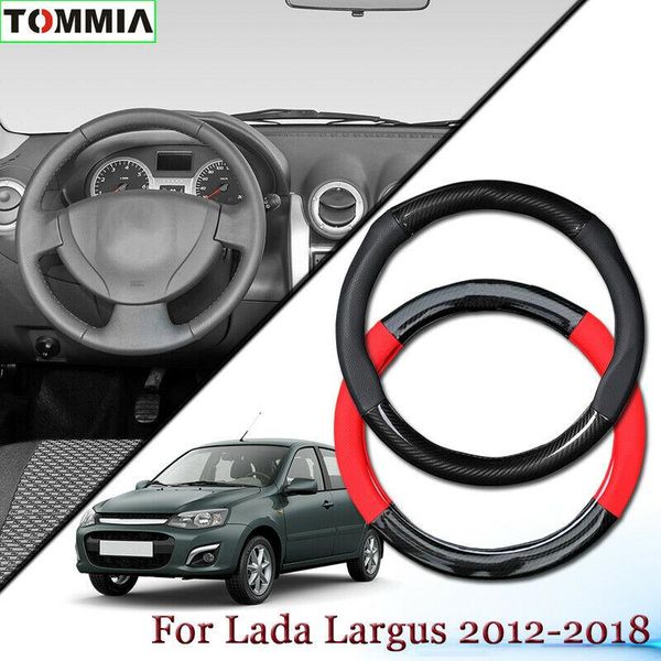 

anti-slip carbon fiber leather car steering wheel cover for lada largus 2012-18