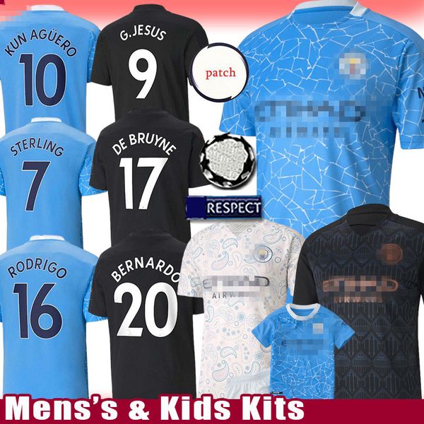 

man city manchester kun aguero soccer jersey de bruyne football shirt g.jesus maillot de foot sterling bernardo men's mahrez kids kits, Black;yellow