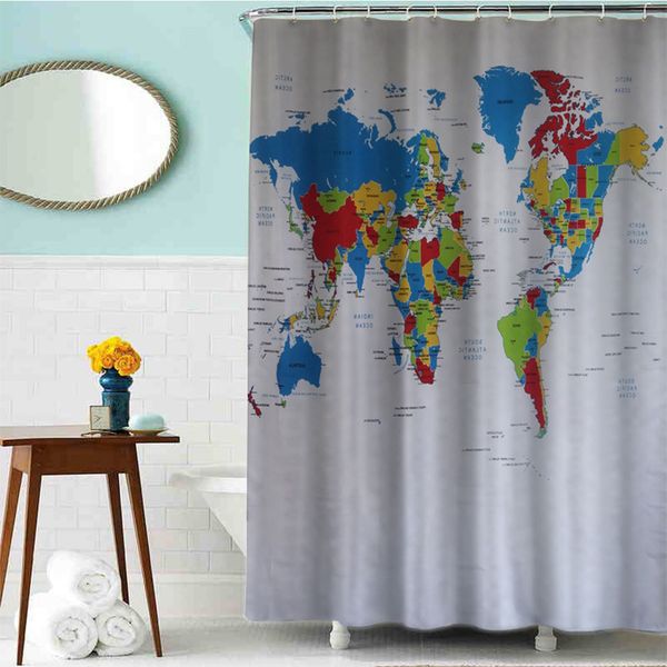 

shower curtain printed world map pattern home bathroom decoration waterproof