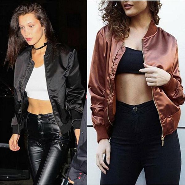 

2020 fashion windbreaker jacket women summer coats long sleeve basic jackets bomber thin women's jacket female jackets outwear, Black;brown
