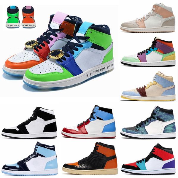 

high og 1s basketball shoes jumpman 1 fearless milan tie dye unc obsidian travis scott twist court purple men sports trainers outdoor