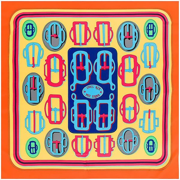 

fashion-japanese and korean printing belt head twill simulation silk large square scarf ladies silk scarf shawl wholesale sky55, Blue;gray