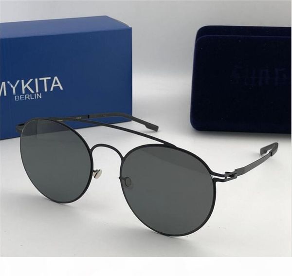 

new mykita sunglasses ultralight frame without screws mkt mmesse round frame men sunglasses designer sunglasses coating mirror lens, White;black