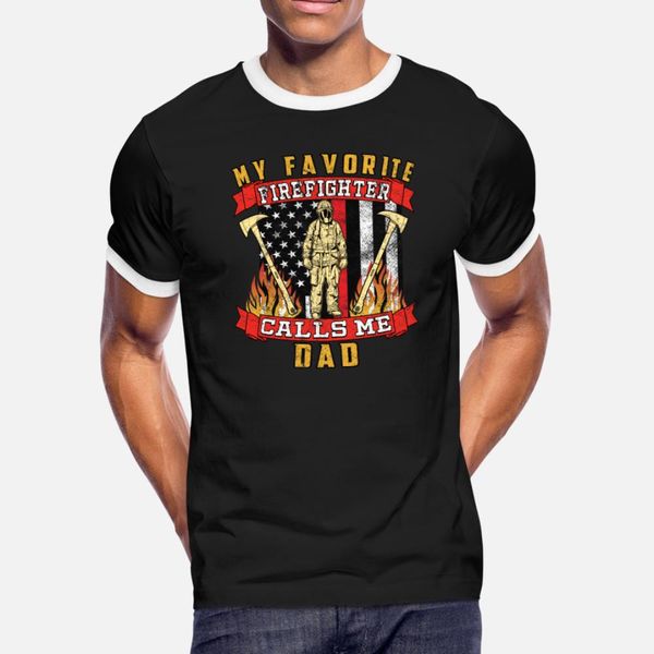 

my favorite firefighter calls me dad t shirt men designs cotton s-xxxl fit anti-wrinkle breathable summer family shirt