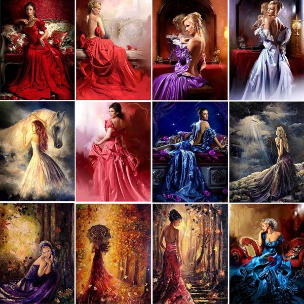

huacan diamond painting woman rhinestone full square 5d diy diamond embroidery mosaic portrait cross stitch gift