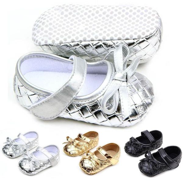

first walkers born baby girls shoes bowknot retail black white gold