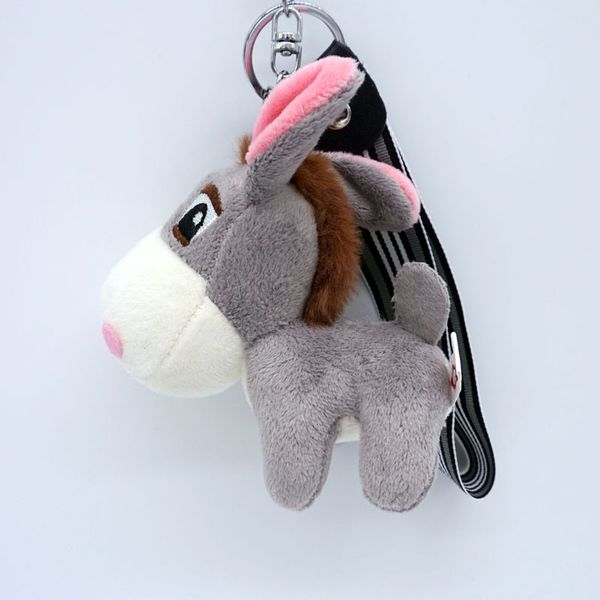 

2020 new cute cartoon donkey animal key chain stuffed donkey doll bag car key chains pendant lovers gift, Silver