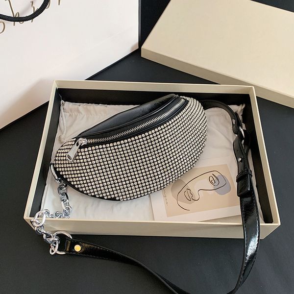 

2020 new chest bag rhinestone waist bag trendy diagonal women's bag bright diamond small