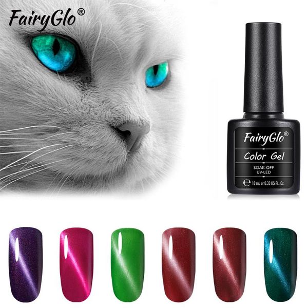 

fairyglo 10ml cat eye gel nail polish semi permanent magnetic fixed line cat eyes gel polish lacquer soak off nail art varnish, Red;pink