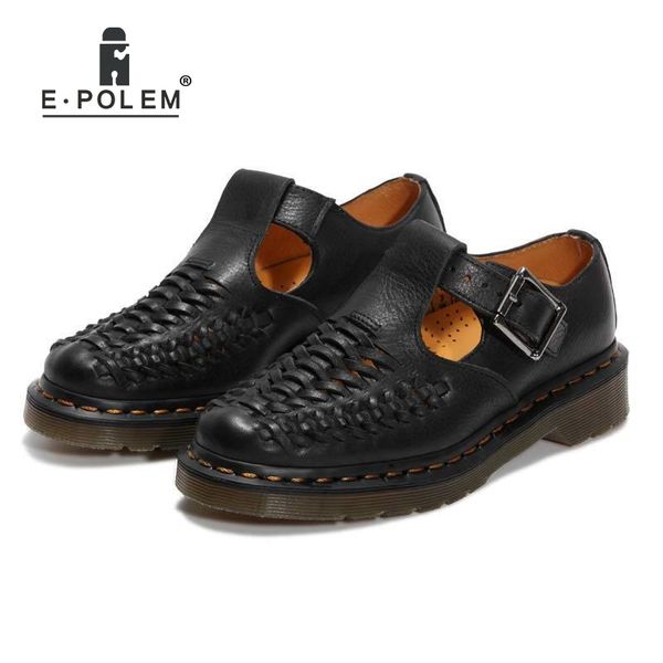 

sandals fashion summer style men genuine leather retro male hollow out black/brown breathable beach