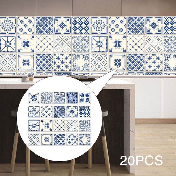 

20pcs practical tile sticker floral pattern oil proof self adhesive thickening