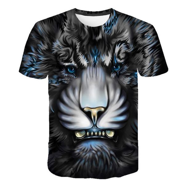 

men o collar ferocious tiger and lion short sleeved 3d print shirts aesthetic oversized oversized men clothing