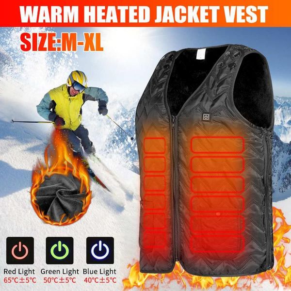 

outdoor t-shirts warm winter usb infrared heating vest flexible electric thermal waistcoat camping hiking sleeveless jackets, Gray;blue