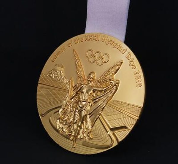 

latest tokyo 2020 olympic gold/silver/bronze medals full set with silk ribbons diameter 85mm net weight 300g as gifts/souvenirs
